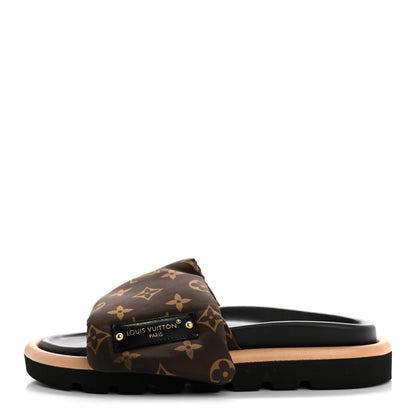 Louis Vuitton Nylon Monogram LV Pool Pillow Flat Comfort Mule 37 Cacao Brown 1 of 13