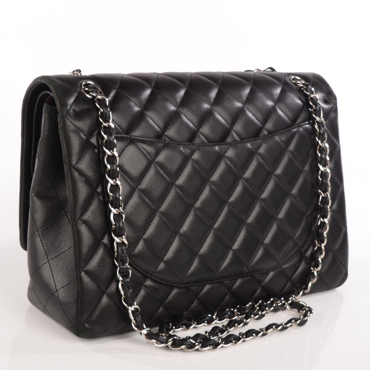 Lambskin Quilted Maxi Double Flap Black