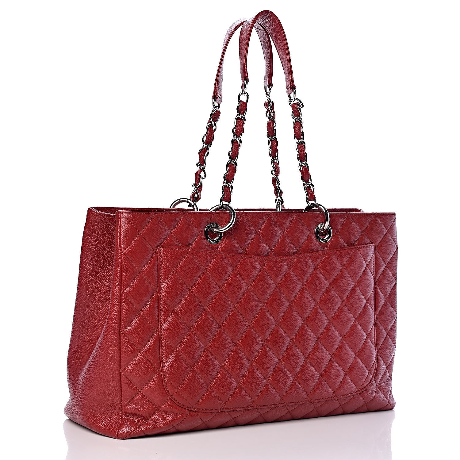 Chanel Caviar Quilted XL Grand Shopping Tote GST Red 3 of 14
