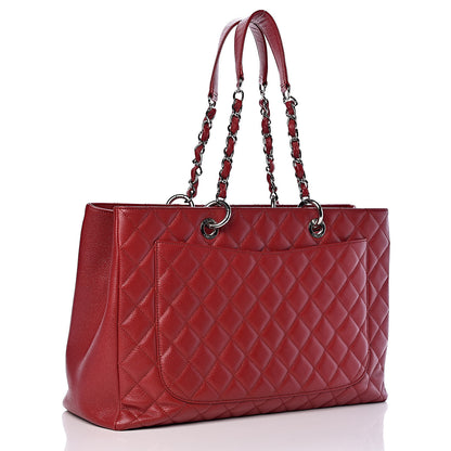 Chanel Caviar Quilted XL Grand Shopping Tote GST Red 3 of 14