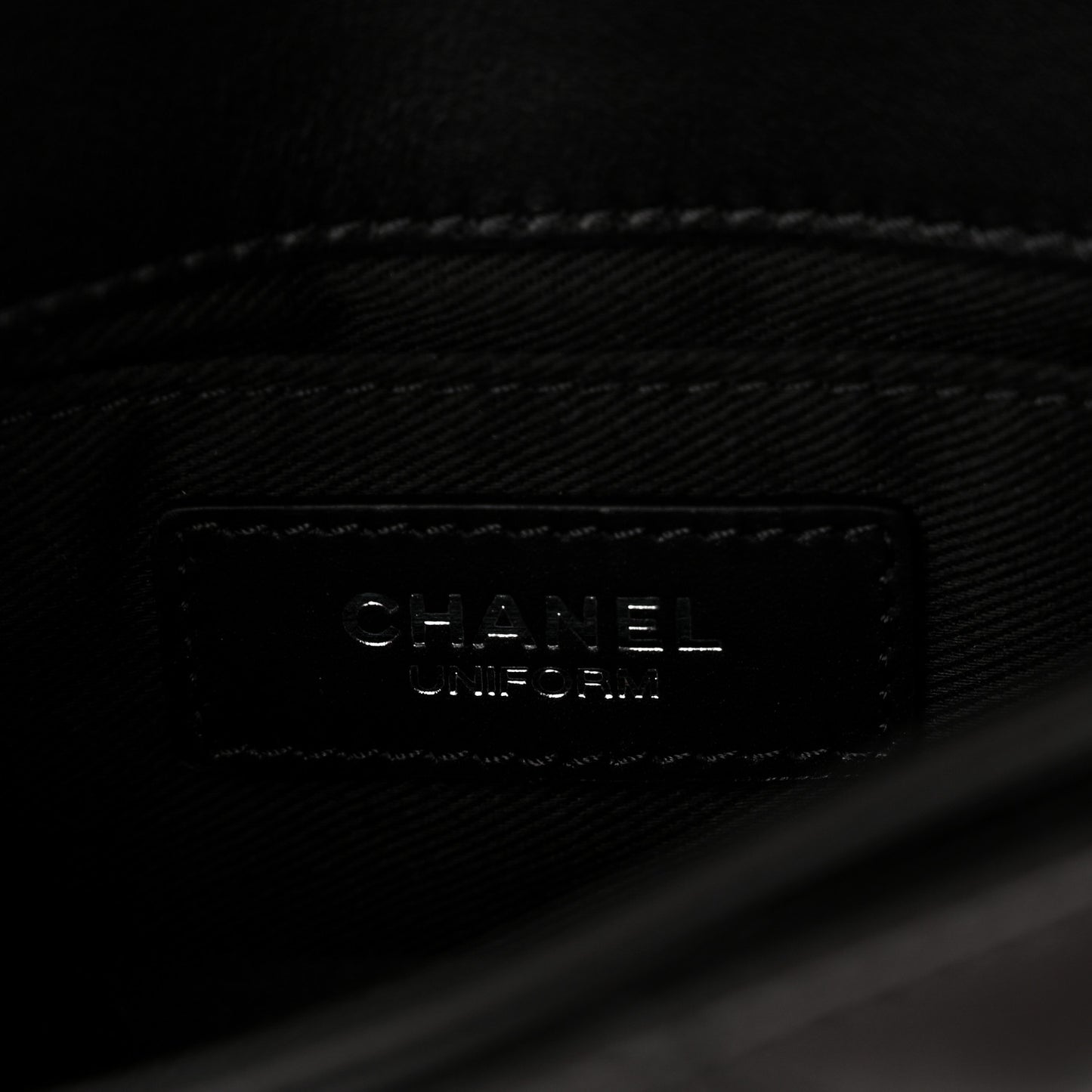 Calfskin Quilted CC Uniform Flap Belt Bag Black