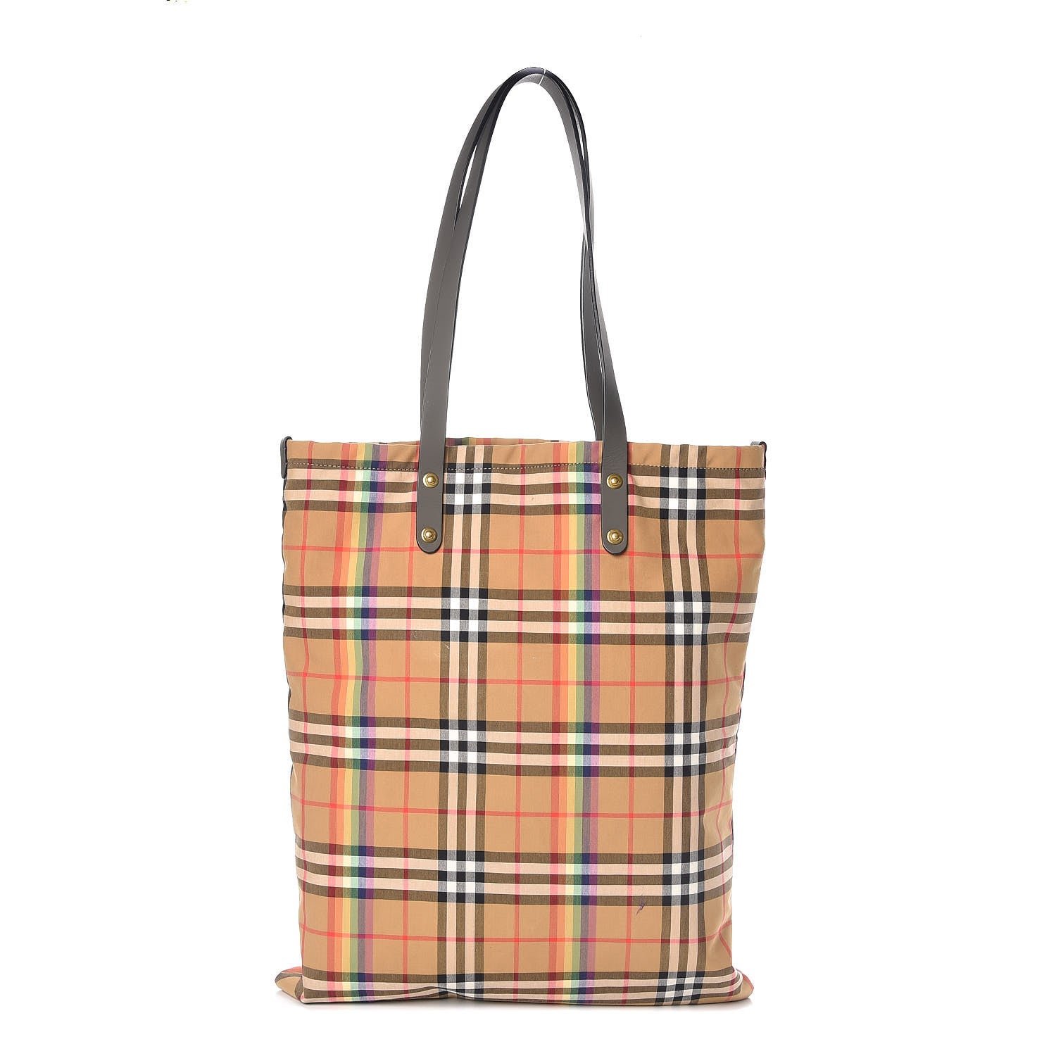 Burberry Vintage Rainbow Check Shopper Tote Grey 1 of 8