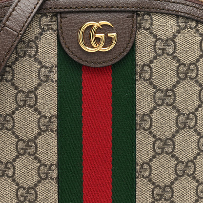 Gucci GG Supreme Monogram Textured Dollar Calfskin Web Small Ophidia Dome Shoulder Bag Beige Ebony New Acero 9 of 11
