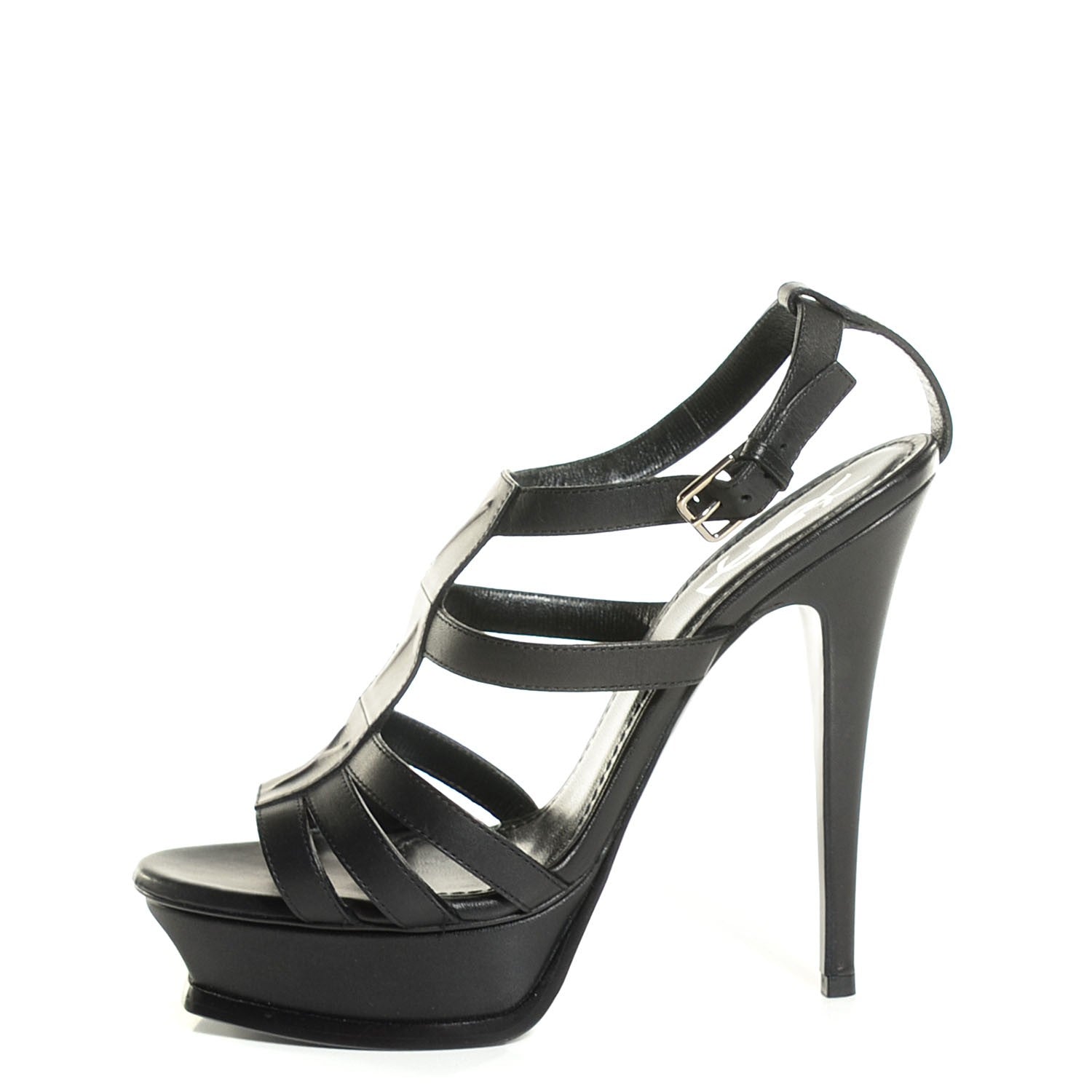 Saint Laurent Calfskin New Riveg 105 Platform Sandals 38.5 Black 1 of 7