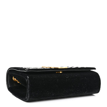 Saint Laurent Velvet Crystal Studded Monogram Small Kate Satchel Black 4 of 10