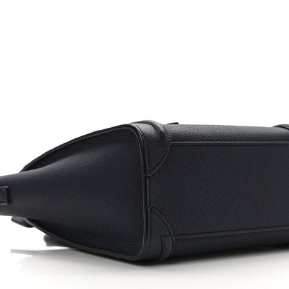 Celine Drummed Calfskin Nano Luggage Navy Blue 8 of 9