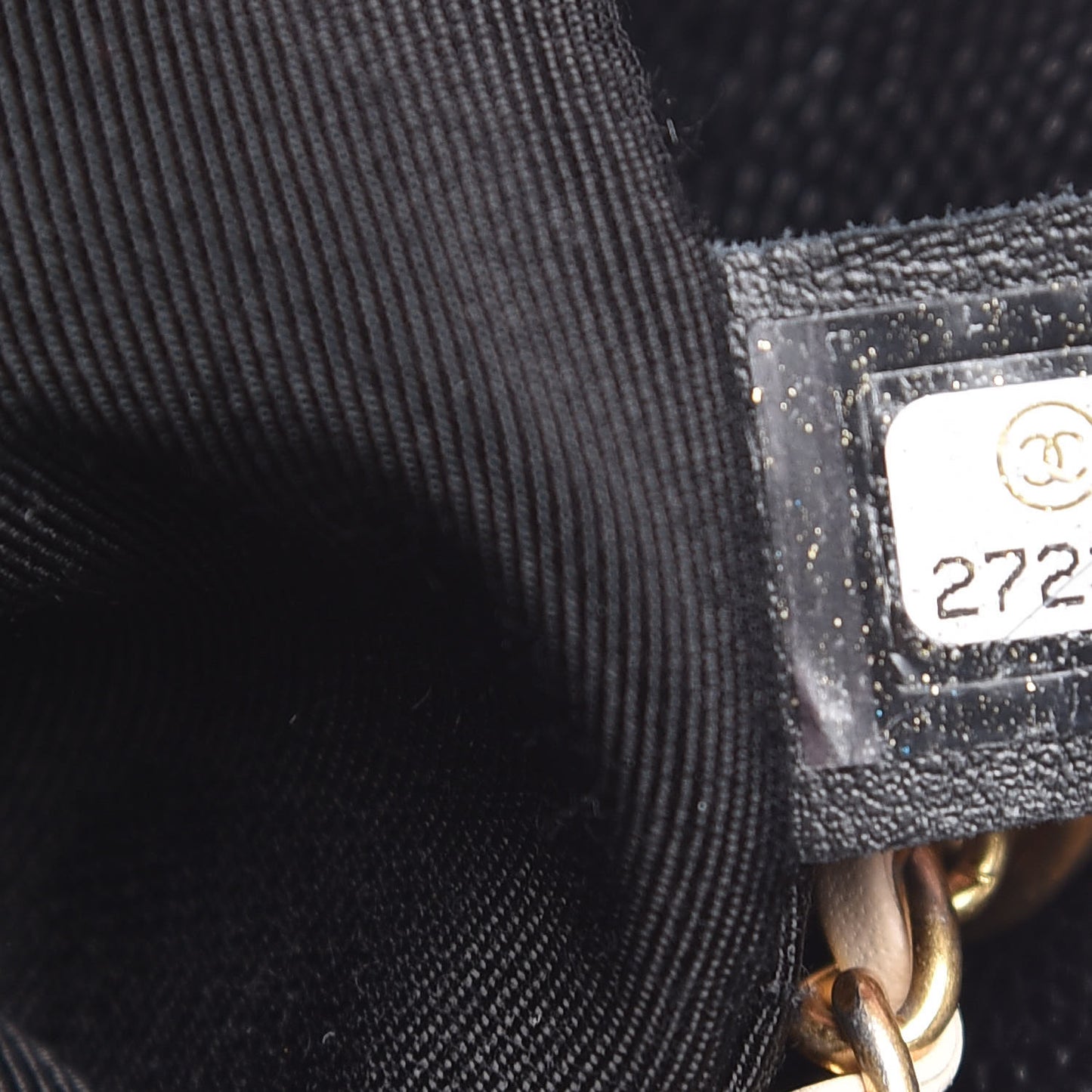 Lambskin Caviar Lovely Chains Drawstring Bag Beige Black