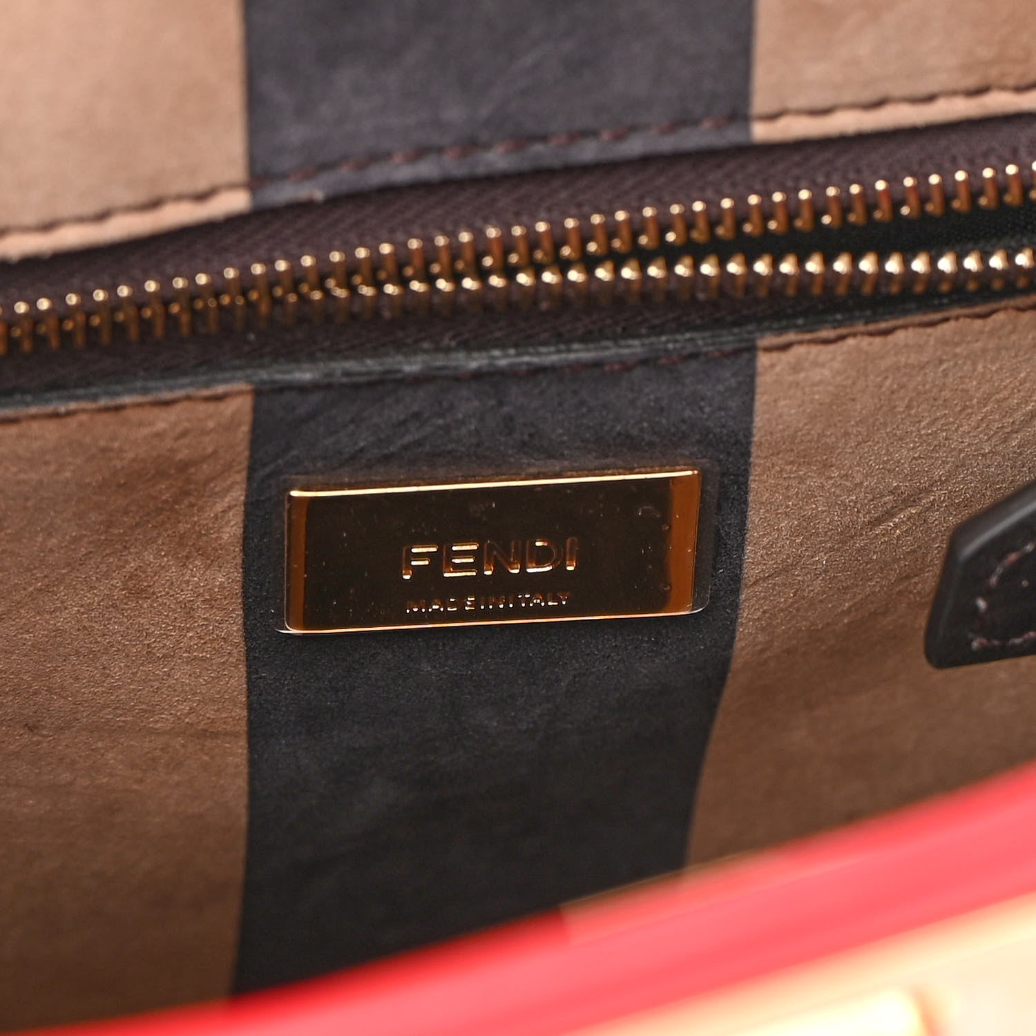 Fendi Vitello Seta Nabuk Pequin Mini Peekaboo Iconic Satchel Rosso Cardinale Tobacco Moro 7 of 11
