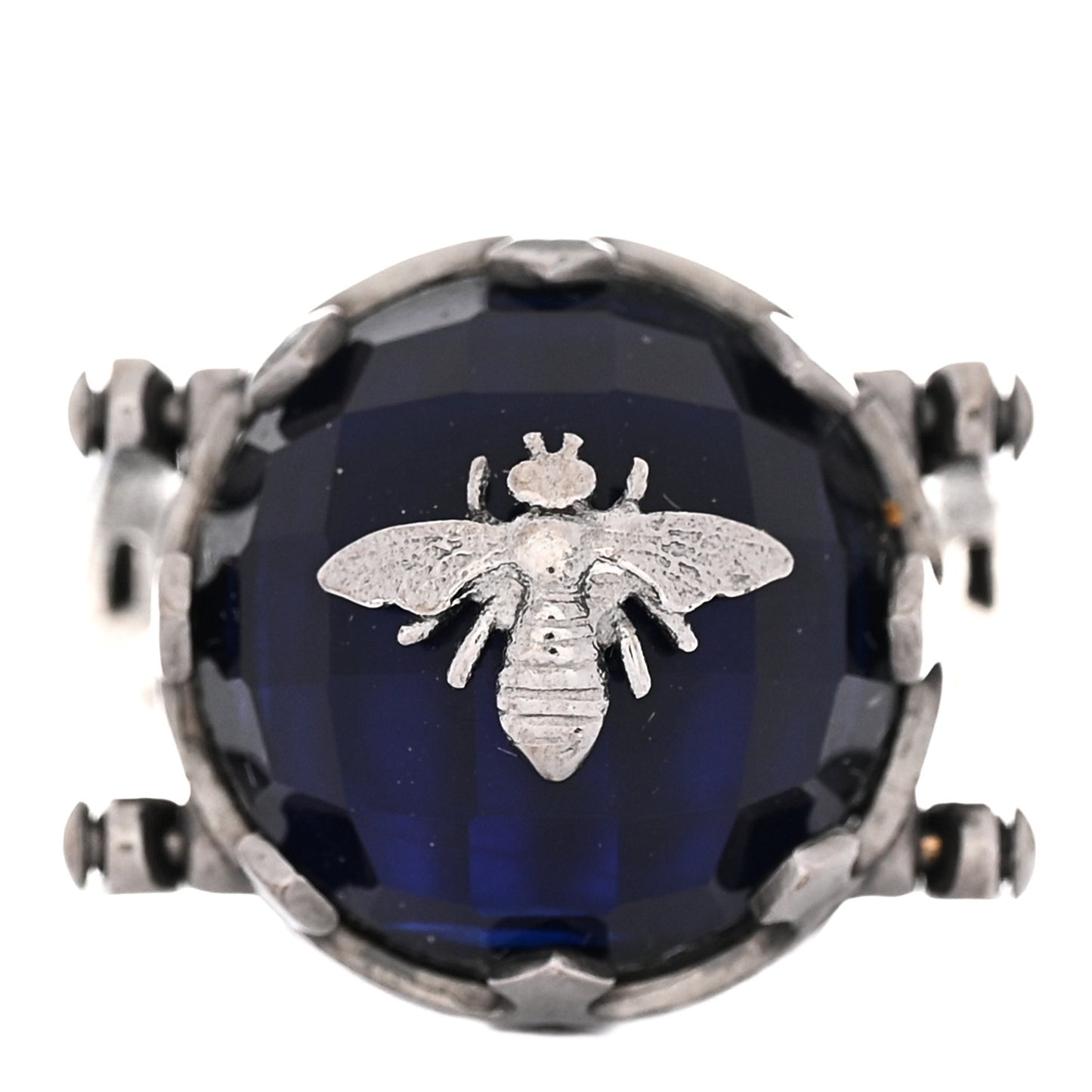 Crystal Metal CD Bee Reversible Ring 6 Silver Black