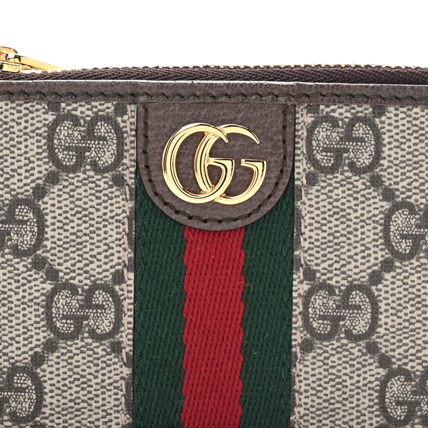 Gucci GG Supreme Monogram Web Ophidia Zip Card Case Brown 8 of 9
