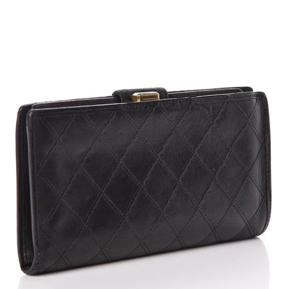 Chanel Lambskin Diamond Stitched French Wallet Black 3 of 9