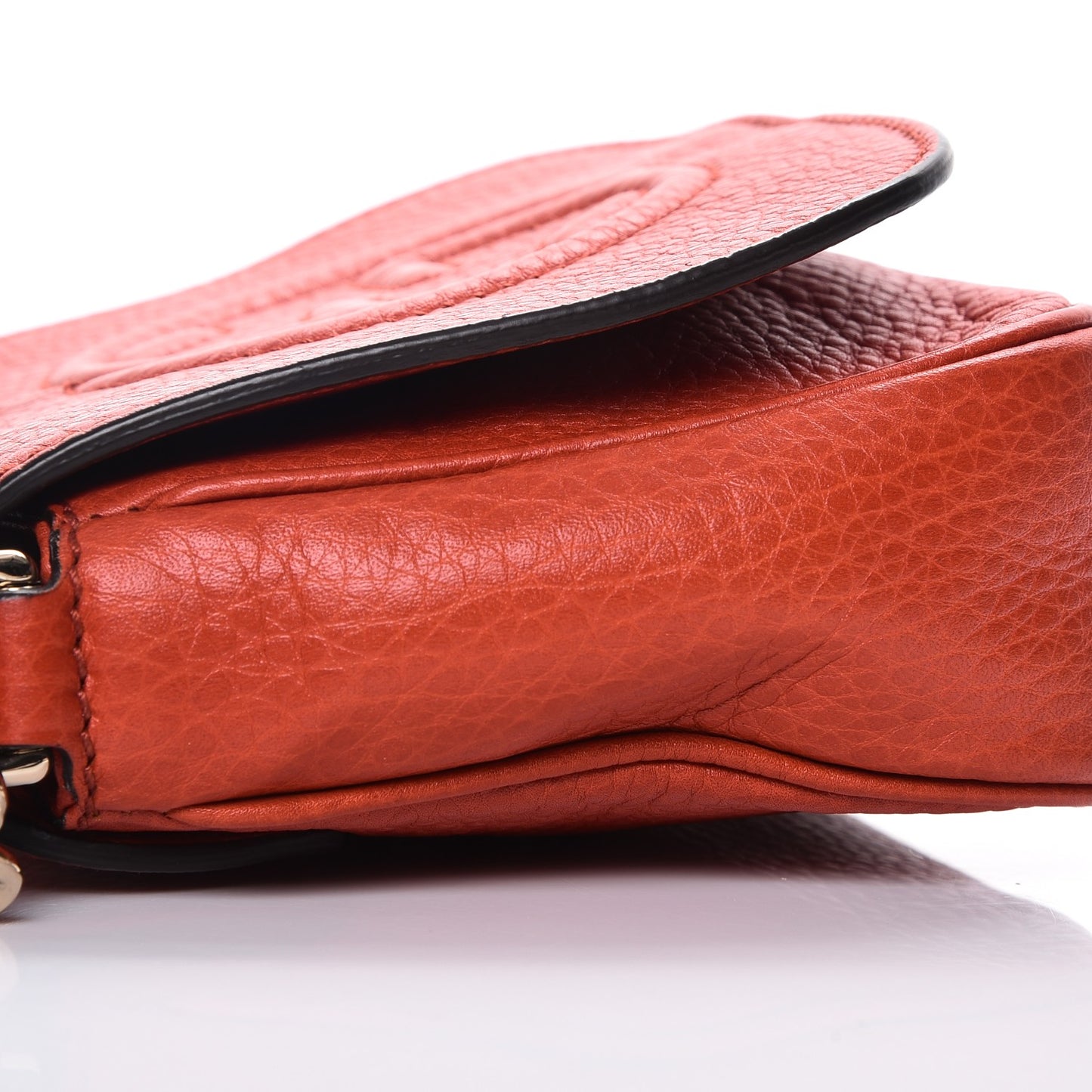 Pebbled Calfskin Small Soho Flap Crossbody Sun Orange