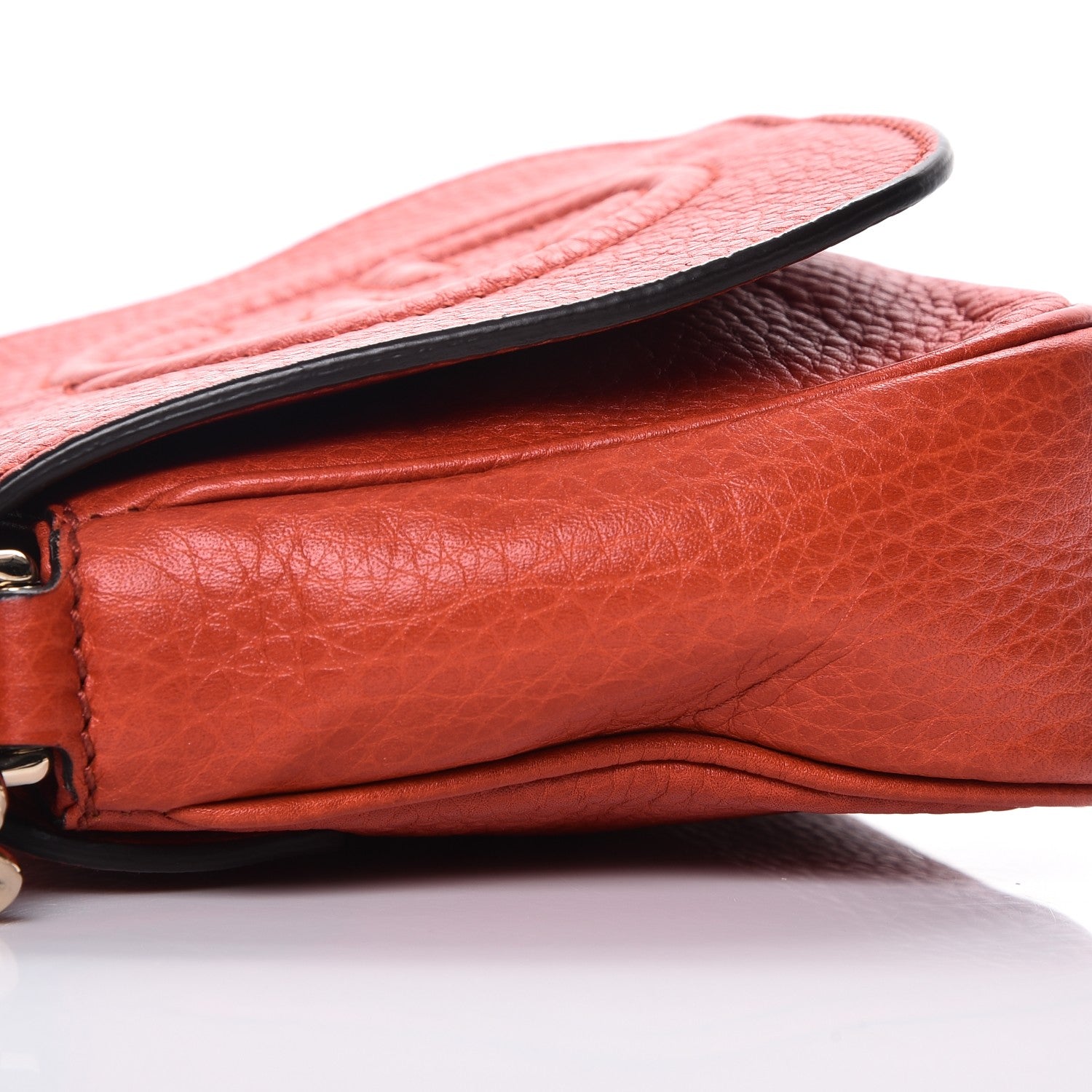 Gucci Pebbled Calfskin Small Soho Flap Crossbody Sun Orange 9 of 9