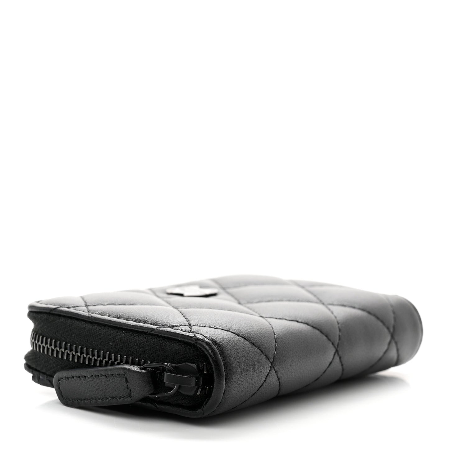 Lambskin Quilted Zip Coin Purse So Black