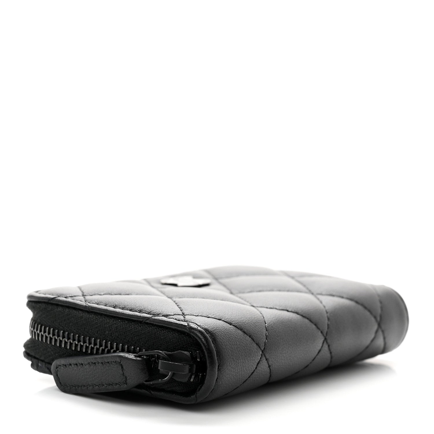 Chanel Lambskin Quilted Zip Coin Purse So Black 4 of 8
