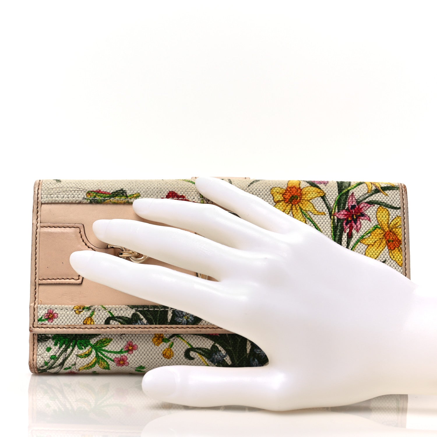 Gucci Canvas Floral Flora Hasler Continental Wallet White 2 of 13