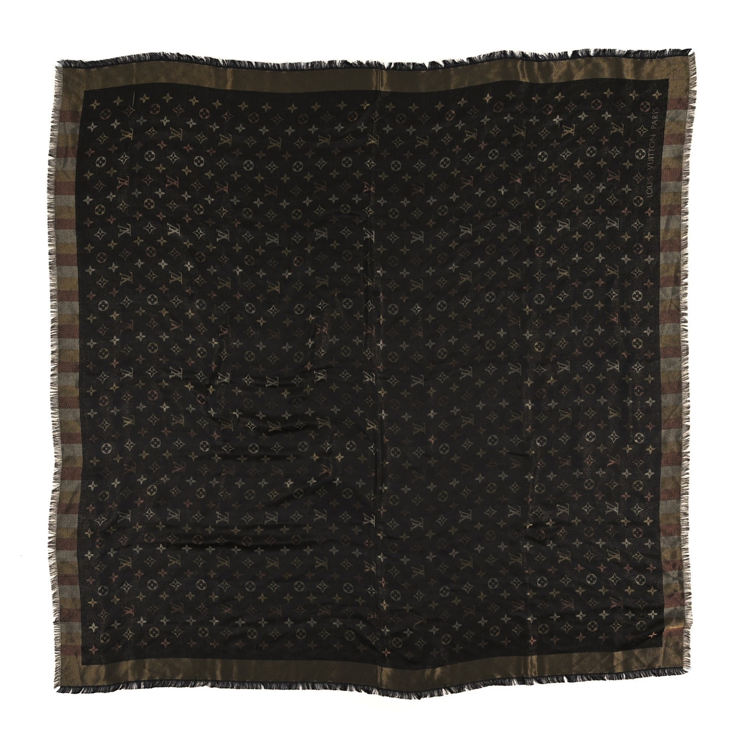 Silk Lurex Wool So Shine Monogram Shawl Black