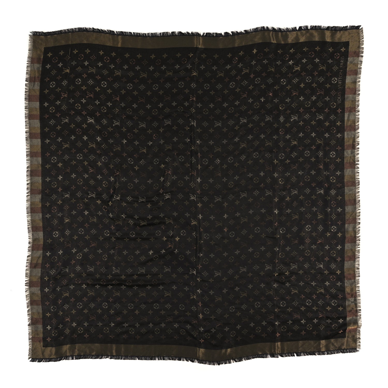 Louis Vuitton Silk Lurex Wool So Shine Monogram Shawl Black 1 of 3
