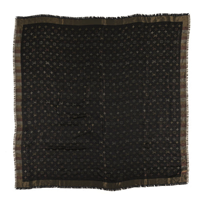 Louis Vuitton Silk Lurex Wool So Shine Monogram Shawl Black 1 of 3