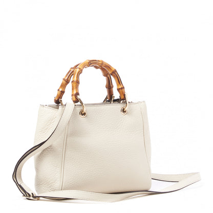 Gucci Calfskin Mini Bamboo Shopper Tote Off White 2 of 8