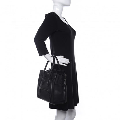 Celine Drummed Calfskin Micro Luggage Black 2 of 10