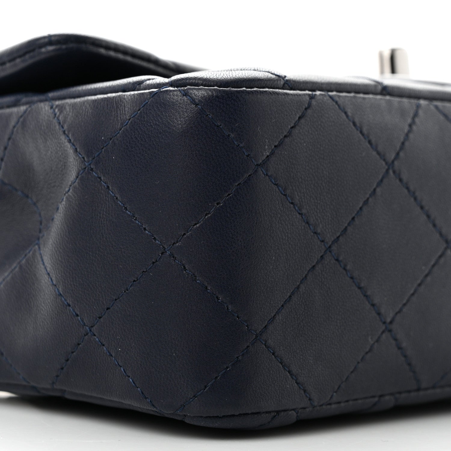 Chanel Lambskin Quilted Mini Rectangular Flap Dark Blue 9 of 11