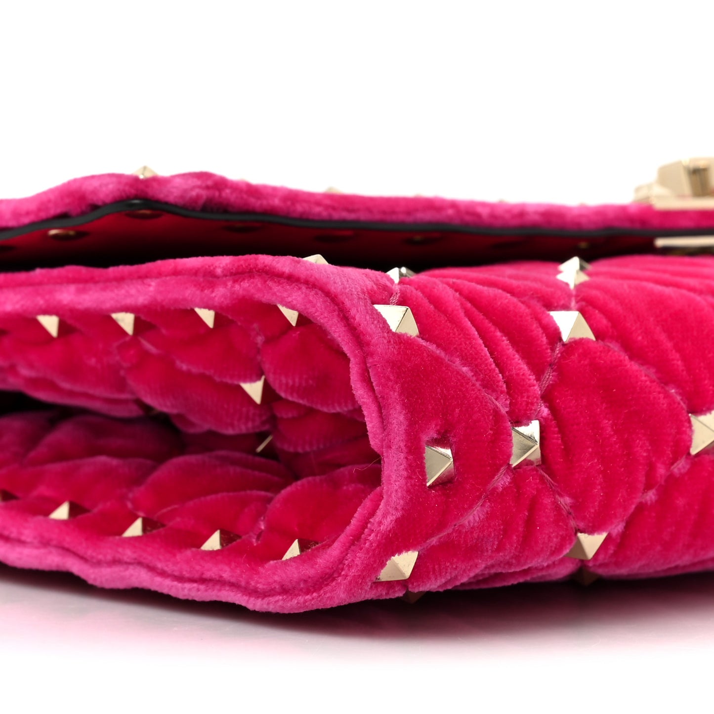 Velvet Rockstud Spike Wallet on Chain Disco Pink