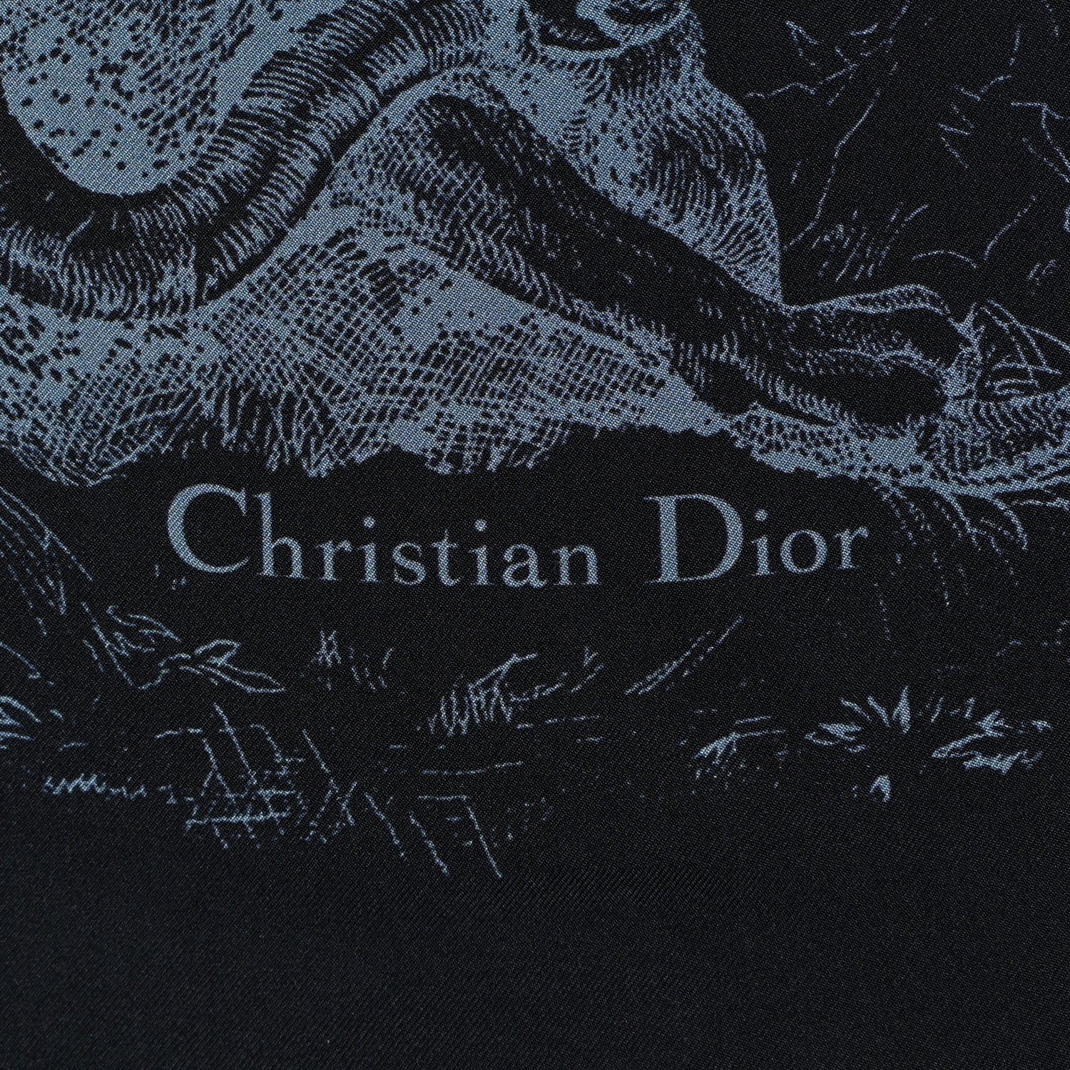 Christian Dior Silk Toile De Jouy Square Scarf Blue 2 of 5