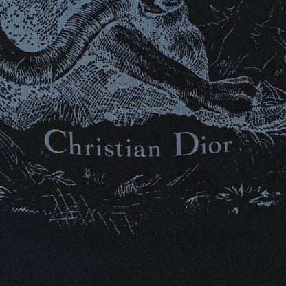 Christian Dior Silk Toile De Jouy Square Scarf Blue 2 of 5