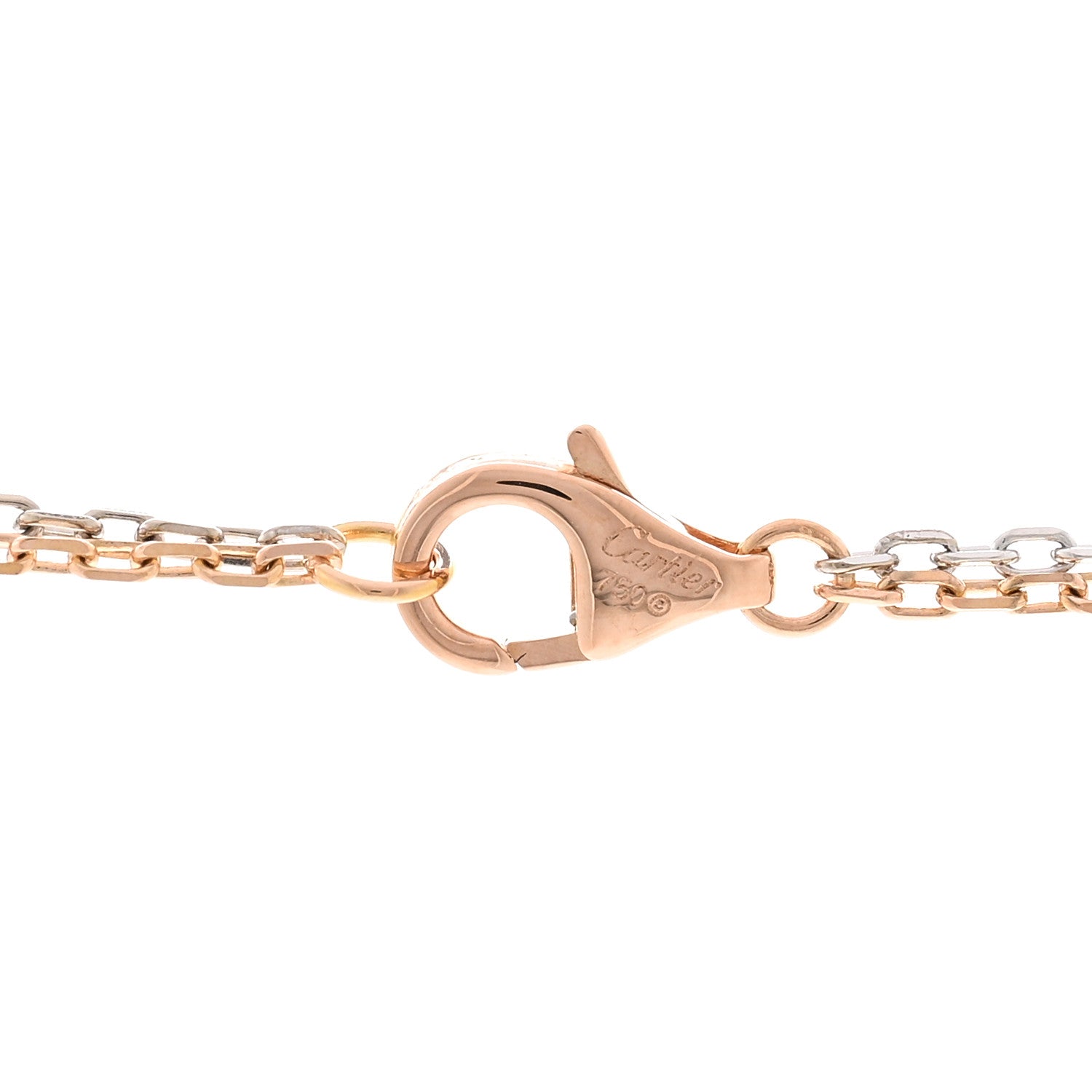 Cartier 18K White Pink Gold Diamond Three Ring LOVE Necklace 4 of 5