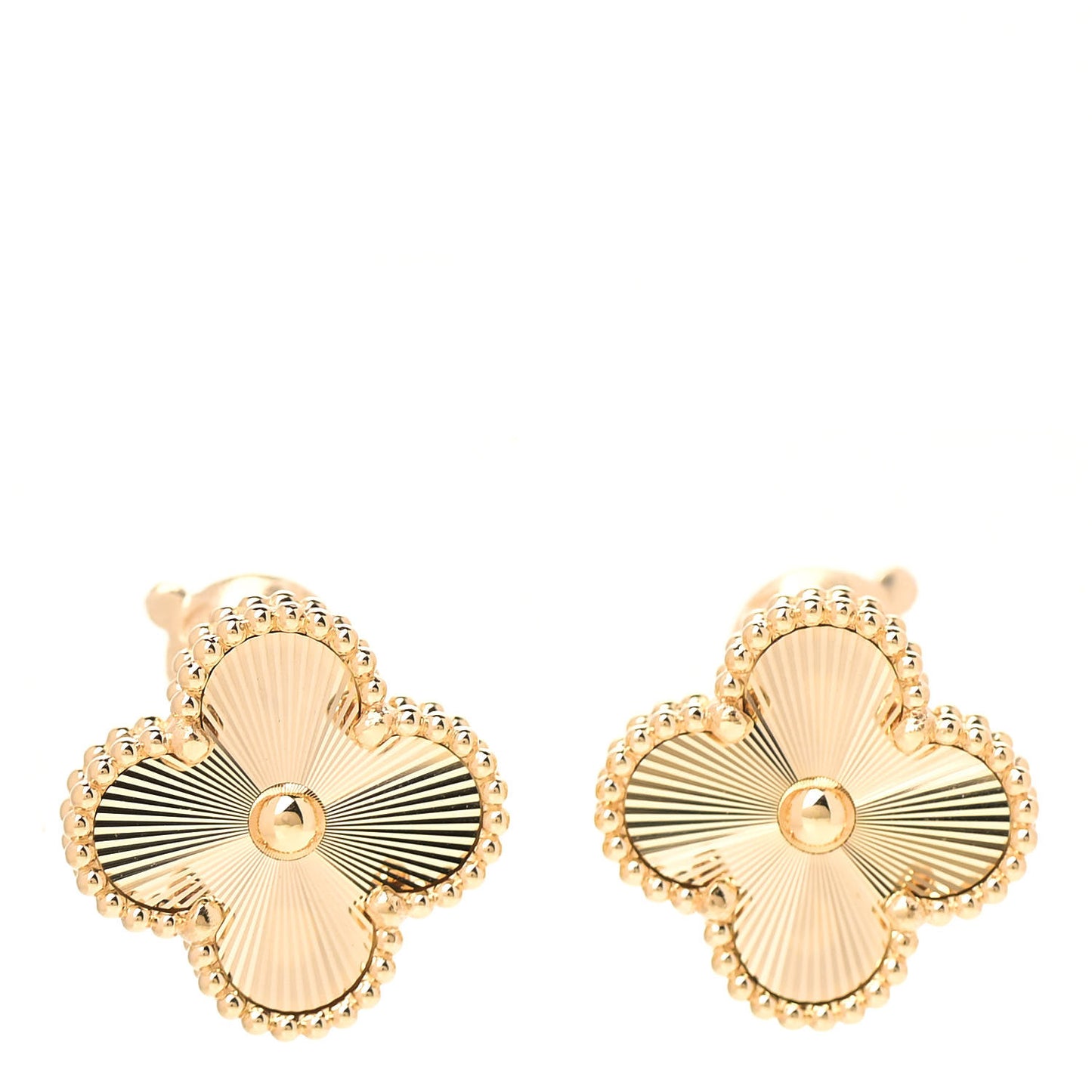 18K Yellow Gold Guilloche Vintage Alhambra Earrings
