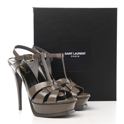 Saint Laurent Patent Tribute 105 Platform Sandals 37.5 Fog 10 of 10