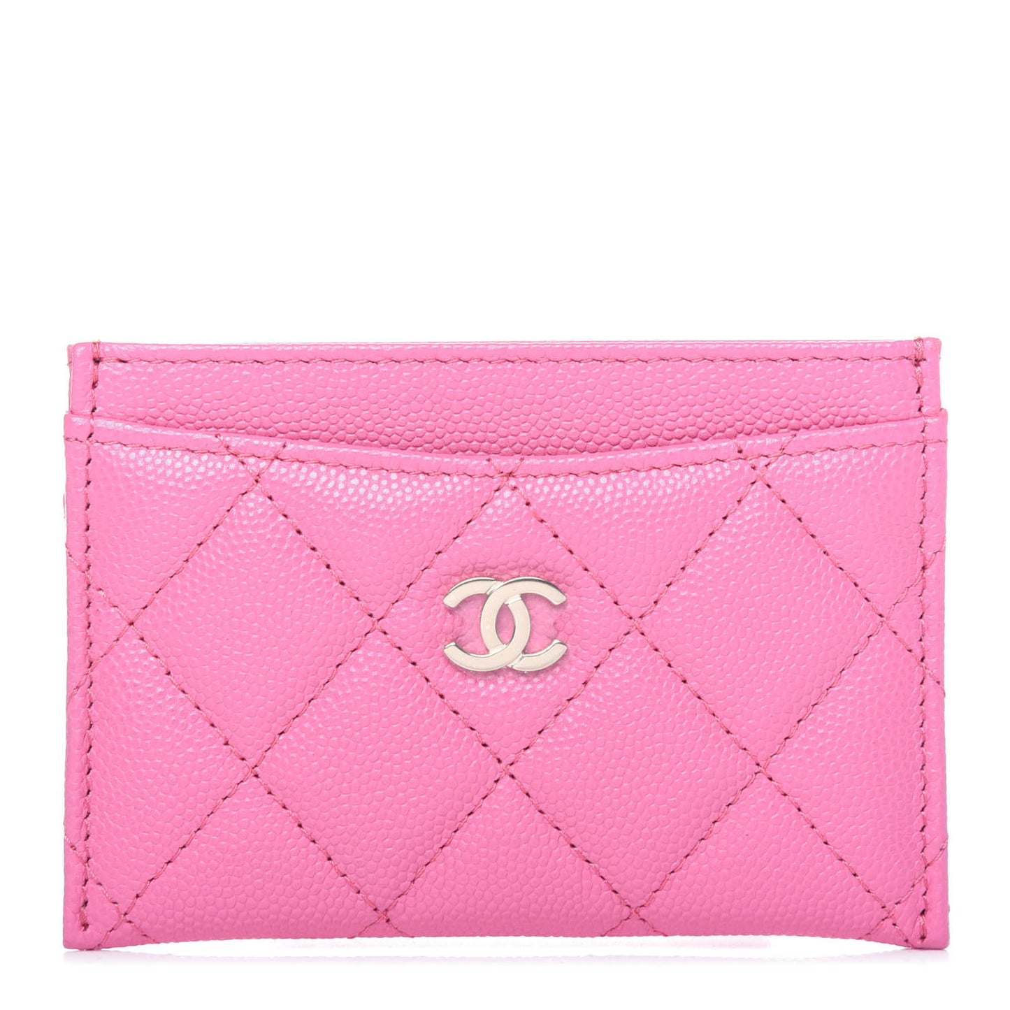 Caviar Quilted Card Holder Pink