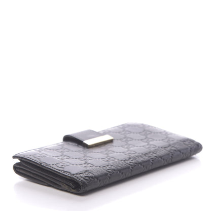 Gucci Guccissima Margaux Calfskin Icon Bar Continental Flap Wallet Black 4 of 15
