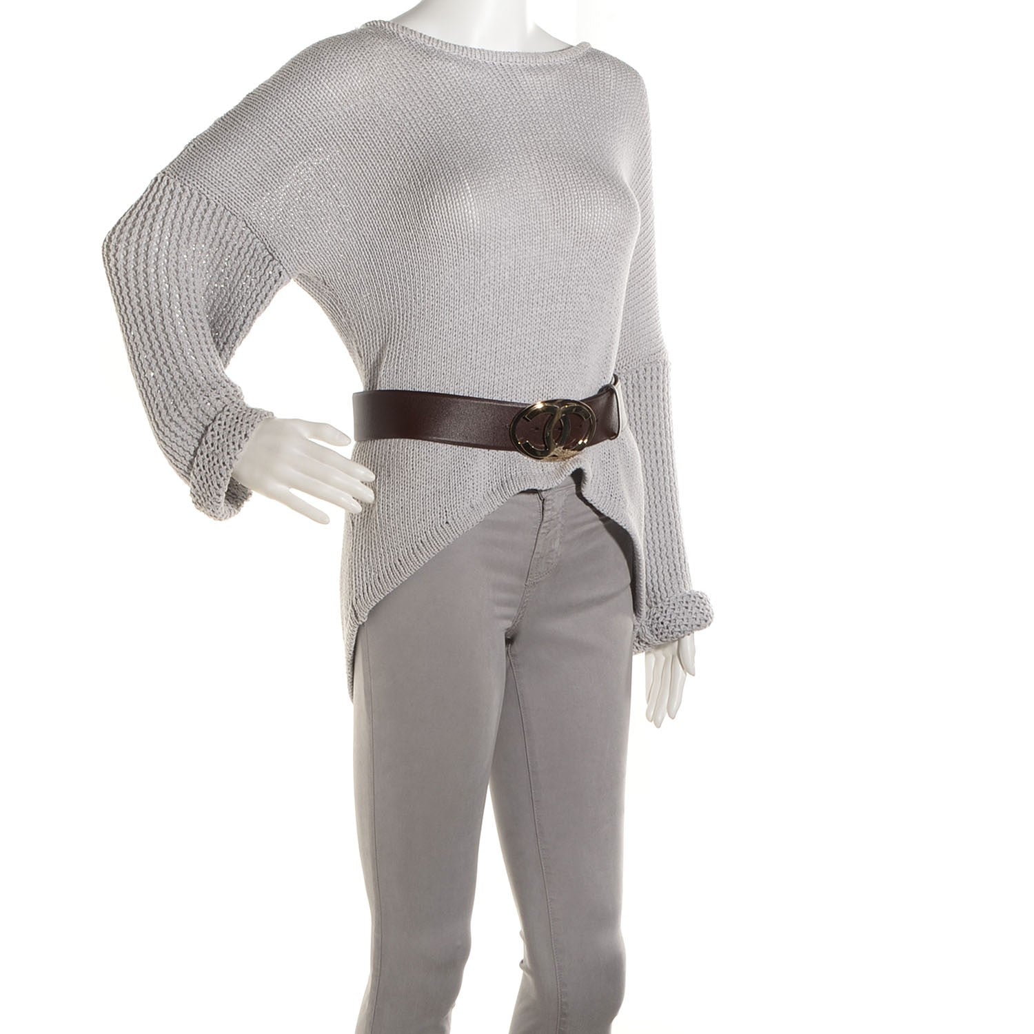 Chanel Calfskin CC Logo Belt 85 34 Brown 2 of 6