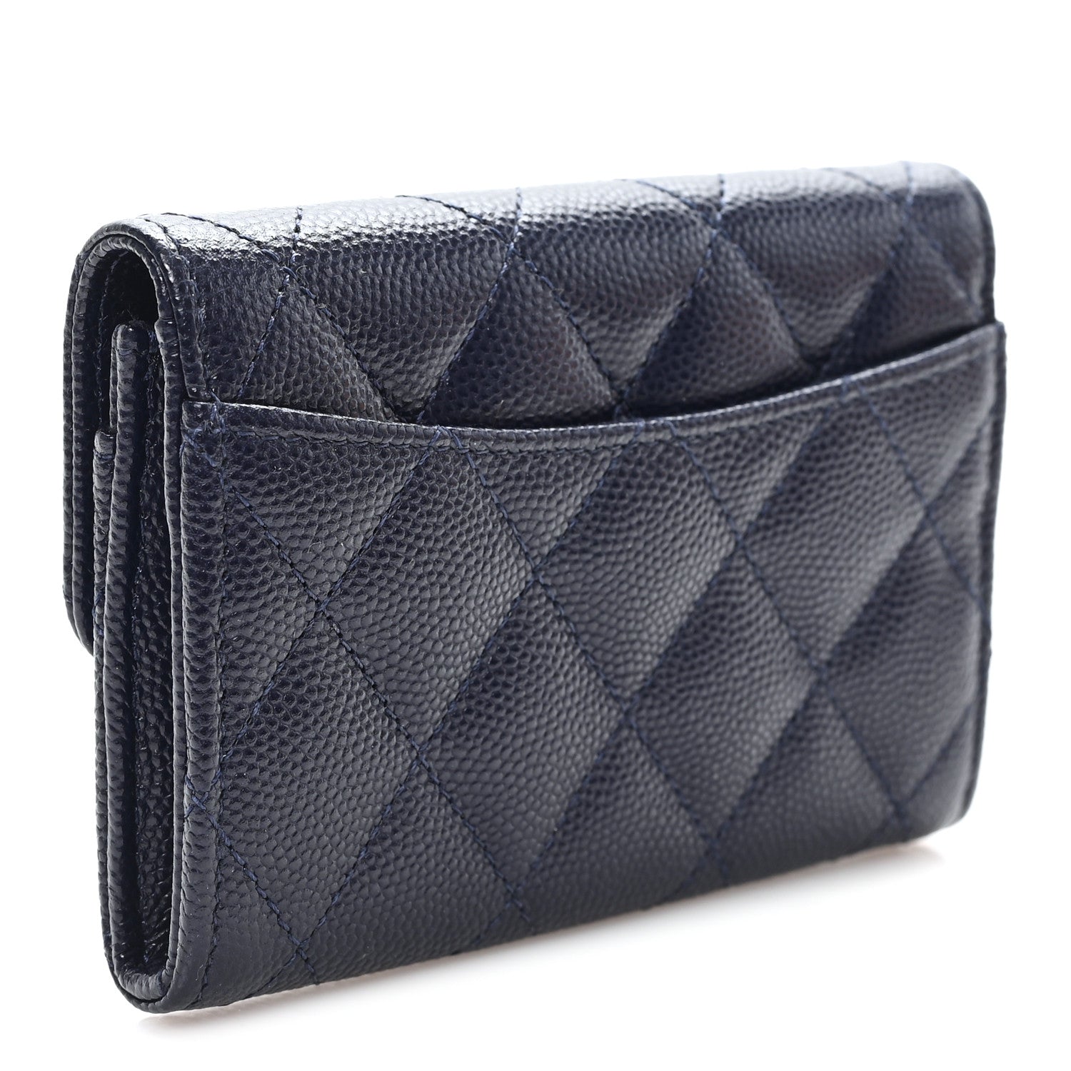 Chanel Caviar Quilted Flap Card Holder Navy Blue 3 of 8