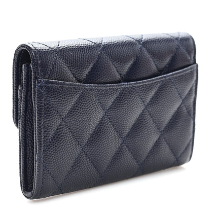 Chanel Caviar Quilted Flap Card Holder Navy Blue 3 of 8