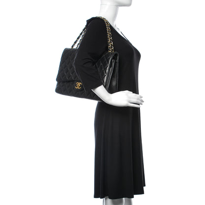 Chanel Lambskin Quilted Maxi Double Flap Black 2 of 9