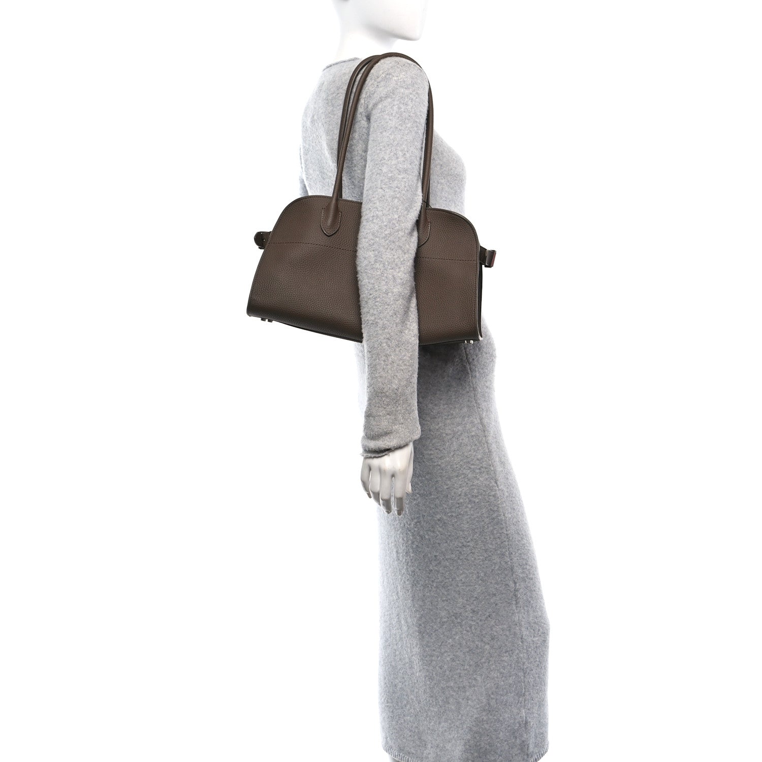 The Row Matte Grained Calfskin Margaux Shoulder 12 Dark Olive 2 of 9