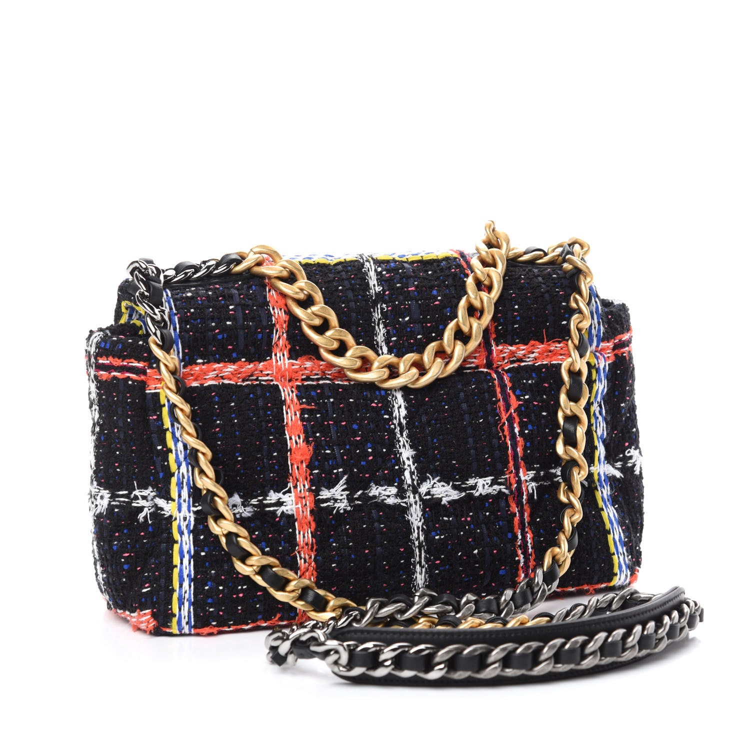 Chanel Tweed Quilted Medium Chanel 19 Flap Black Multicolor 3 of 11