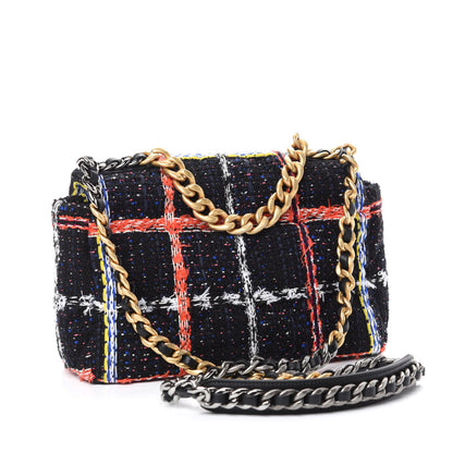 Chanel Tweed Quilted Medium Chanel 19 Flap Black Multicolor 3 of 11