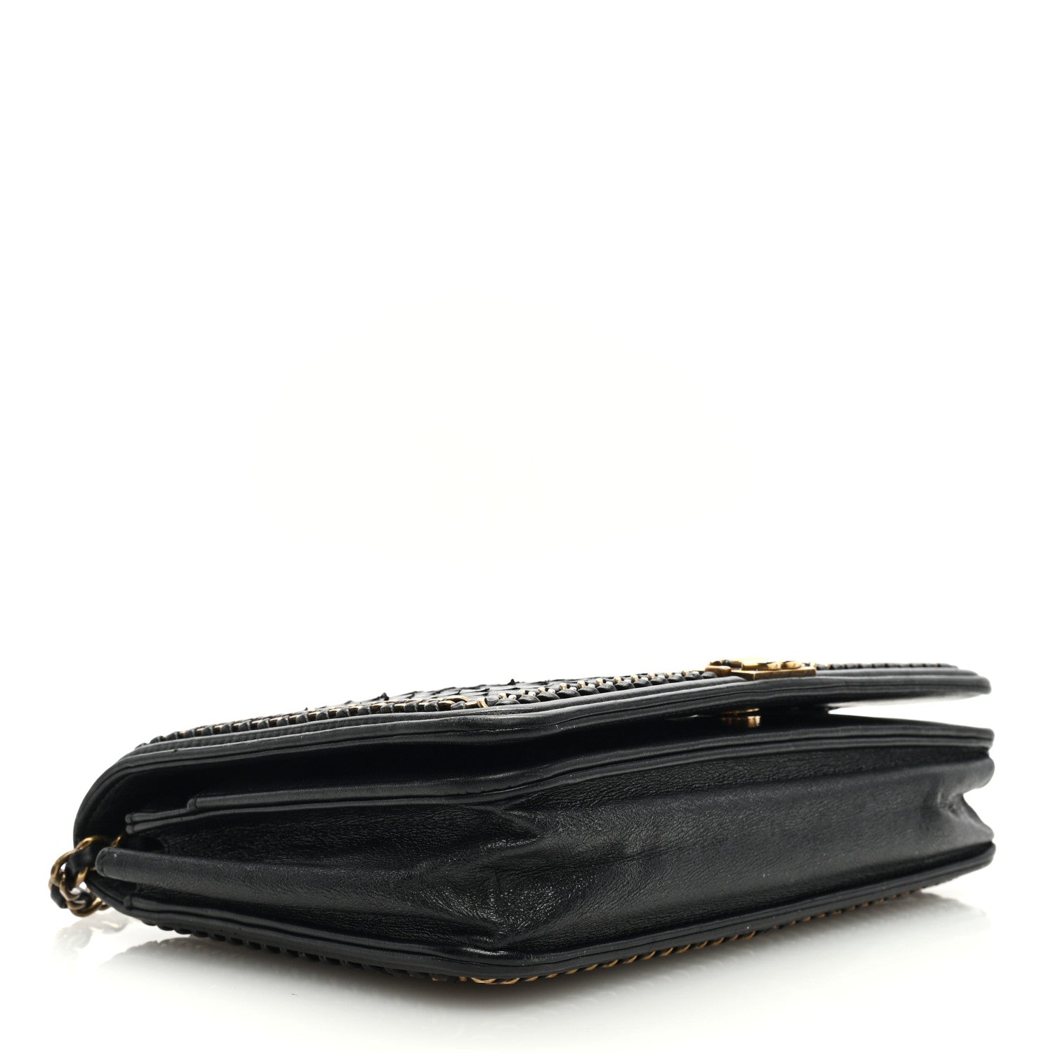 Chanel Snakeskin Calfskin Chain Around Boy Wallet On Chain WOC Black 4 of 10
