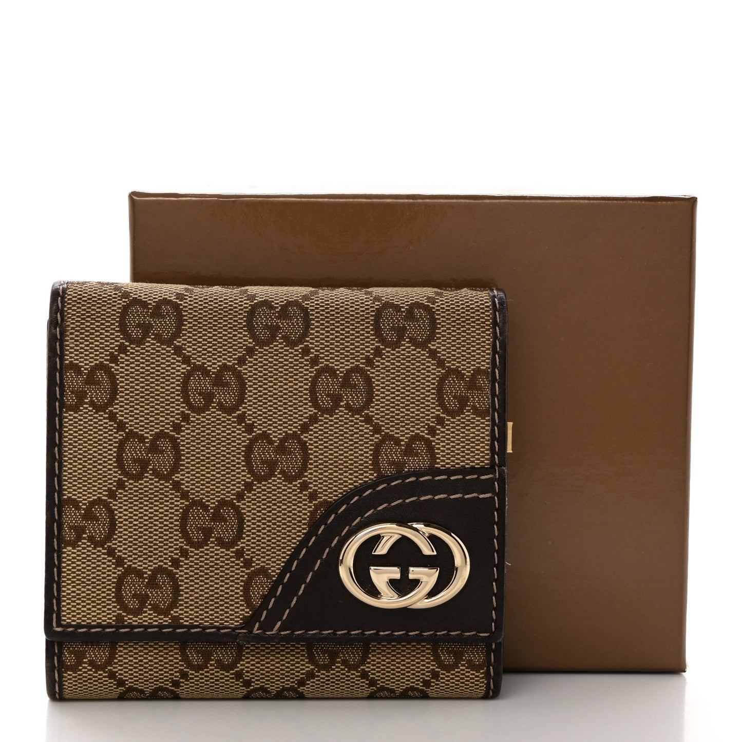 Monogram Britt Tri Fold Wallet Dark Brown