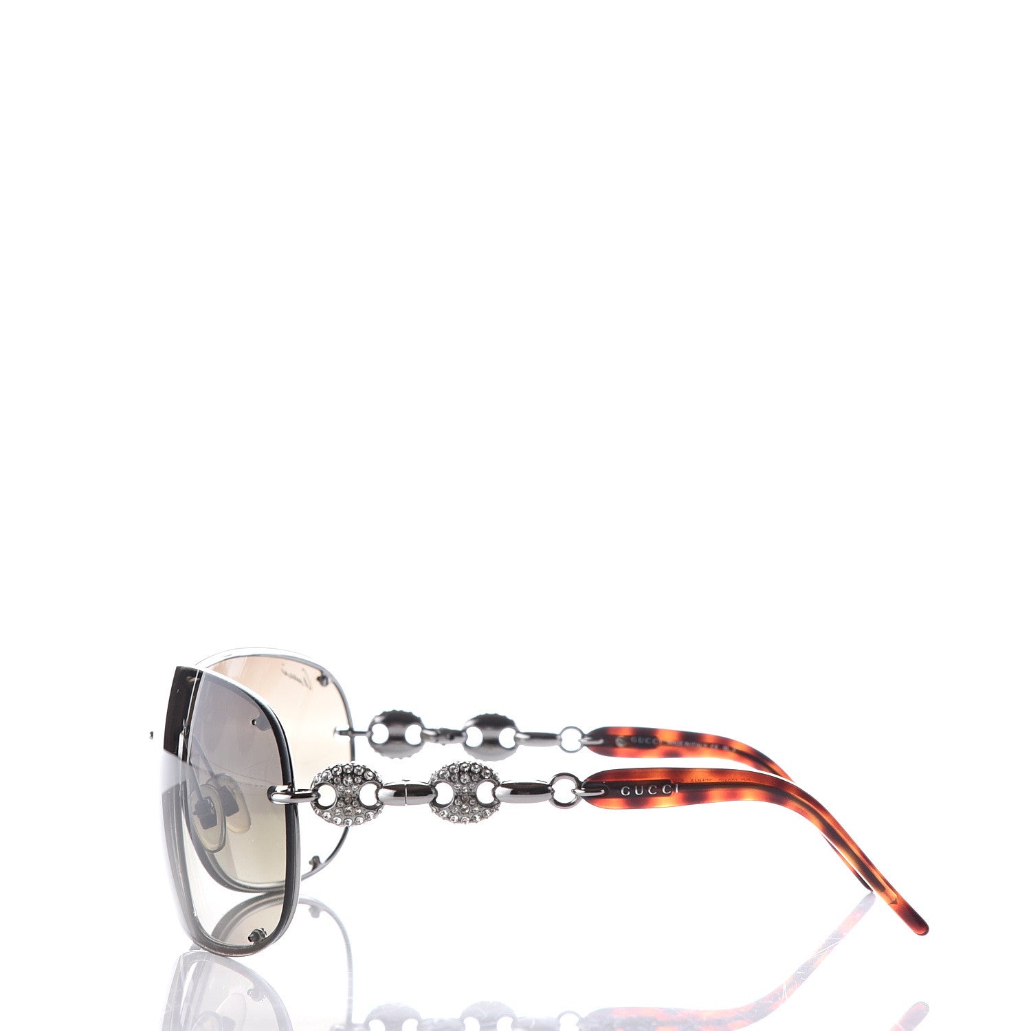Gucci Crystal Marina Chain Shield Sunglasses GG4231S Tortoise 3 of 8