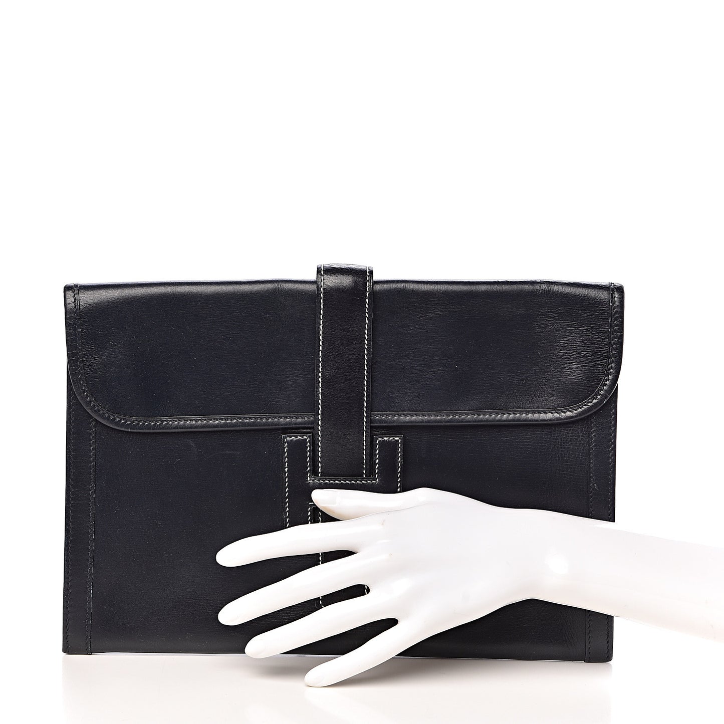 Box Calf Jige PM Clutch Bleu Marine