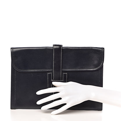 Hermes Box Calf Jige PM Clutch Bleu Marine 2 of 9