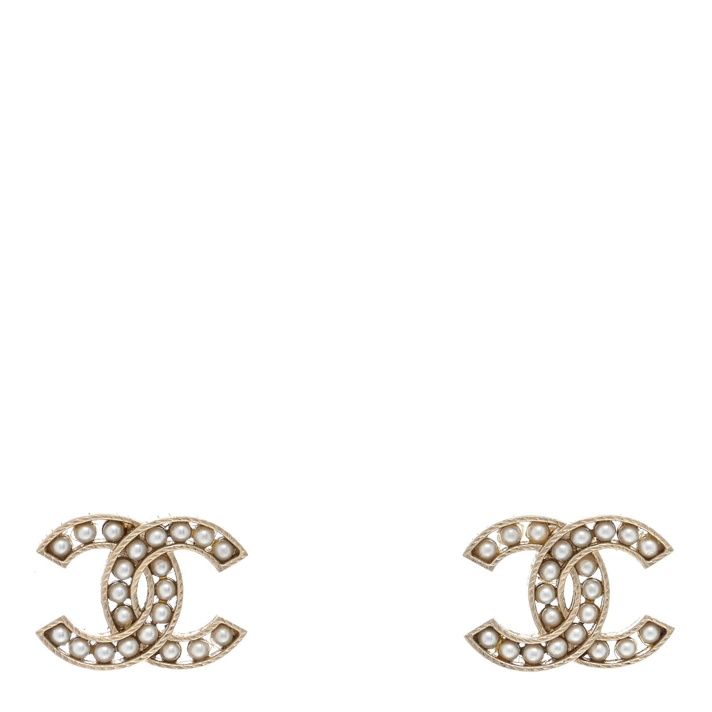 Pearl CC Stud Earrings Gold