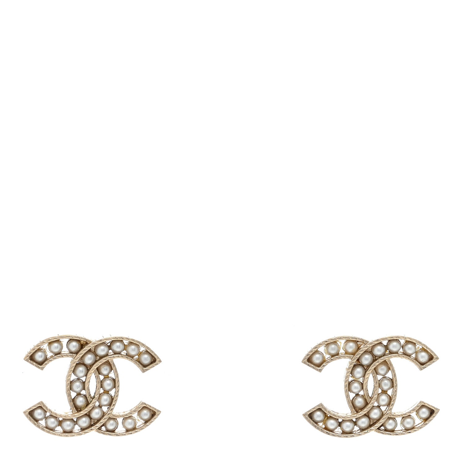 Chanel Pearl CC Stud Earrings Gold 1 of 3