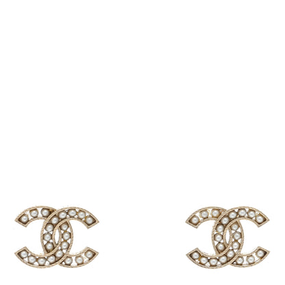 Chanel Pearl CC Stud Earrings Gold 1 of 3