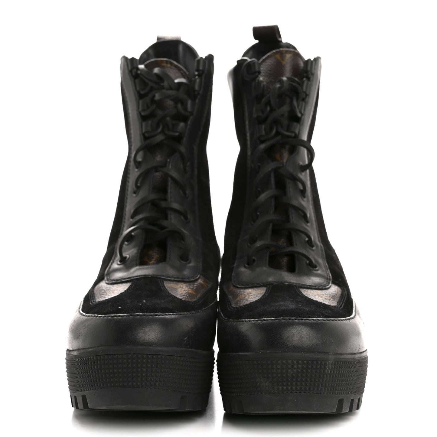 Suede Calfskin Monogram Laureate Platform Desert Boots 41 Black